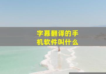 字幕翻译的手机软件叫什么