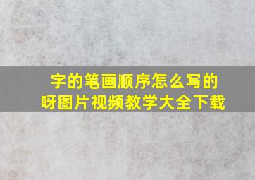 字的笔画顺序怎么写的呀图片视频教学大全下载