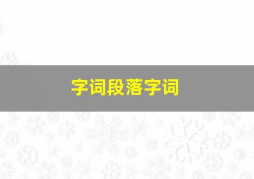 字词段落字词