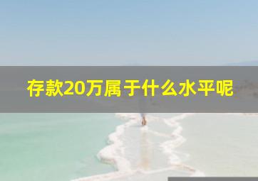 存款20万属于什么水平呢