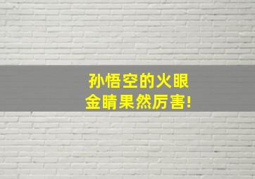 孙悟空的火眼金睛果然厉害!