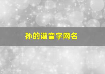 孙的谐音字网名