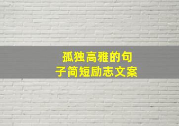 孤独高雅的句子简短励志文案