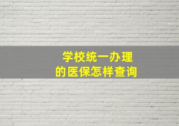 学校统一办理的医保怎样查询