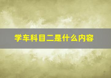 学车科目二是什么内容