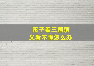 孩子看三国演义看不懂怎么办