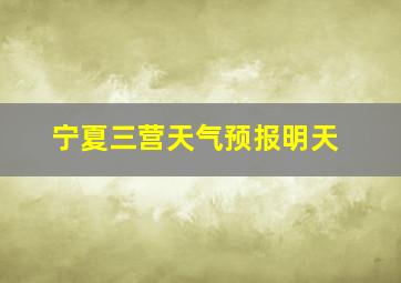 宁夏三营天气预报明天