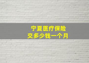 宁夏医疗保险交多少钱一个月