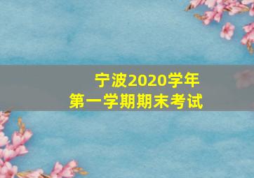 宁波2020学年第一学期期末考试