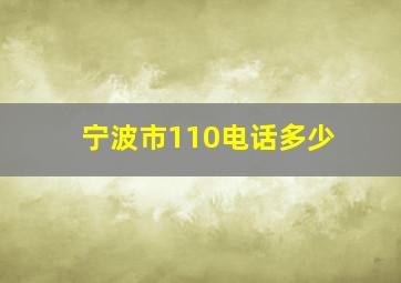 宁波市110电话多少