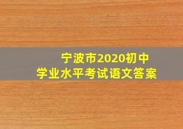 宁波市2020初中学业水平考试语文答案