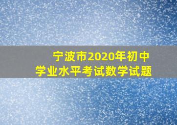 宁波市2020年初中学业水平考试数学试题