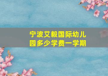 宁波艾毅国际幼儿园多少学费一学期