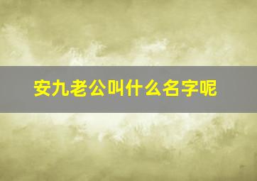 安九老公叫什么名字呢