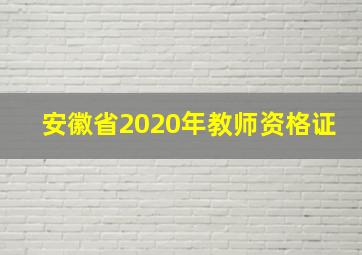 安徽省2020年教师资格证