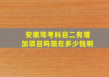 安徽驾考科目二有增加项目吗现在多少钱啊