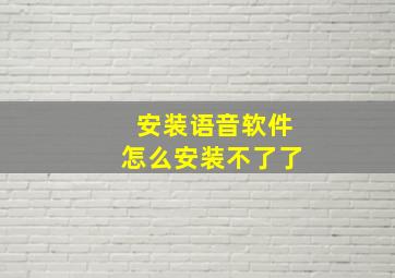 安装语音软件怎么安装不了了