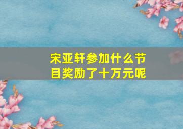 宋亚轩参加什么节目奖励了十万元呢