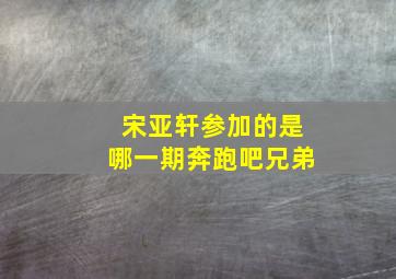 宋亚轩参加的是哪一期奔跑吧兄弟