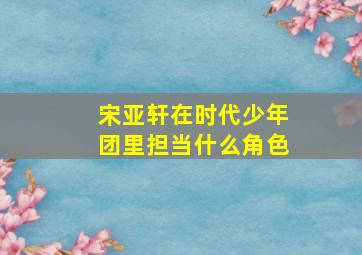 宋亚轩在时代少年团里担当什么角色