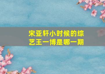 宋亚轩小时候的综艺王一博是哪一期