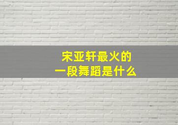 宋亚轩最火的一段舞蹈是什么