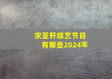 宋亚轩综艺节目有哪些2024年