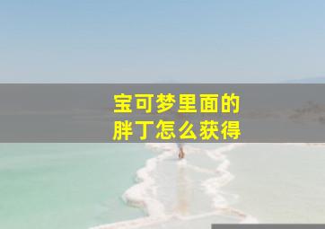 宝可梦里面的胖丁怎么获得