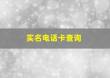 实名电话卡查询