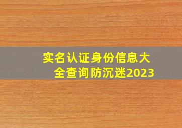 实名认证身份信息大全查询防沉迷2023