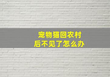 宠物猫回农村后不见了怎么办