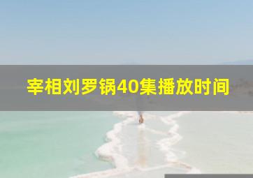 宰相刘罗锅40集播放时间