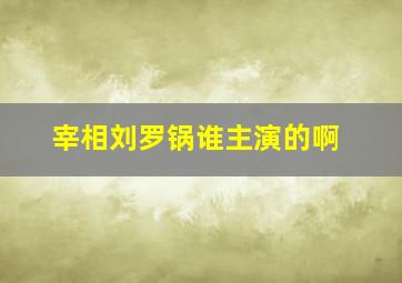 宰相刘罗锅谁主演的啊