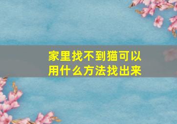 家里找不到猫可以用什么方法找出来