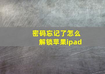 密码忘记了怎么解锁苹果ipad