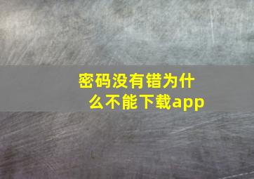 密码没有错为什么不能下载app