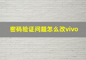 密码验证问题怎么改vivo