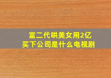 富二代哄美女用2亿买下公司是什么电视剧