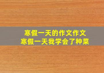 寒假一天的作文作文寒假一天我学会了种菜