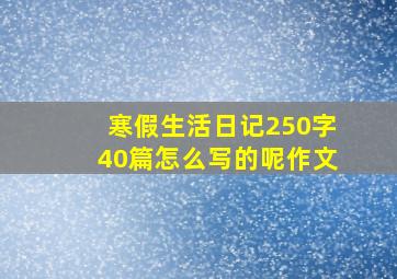 寒假生活日记250字40篇怎么写的呢作文