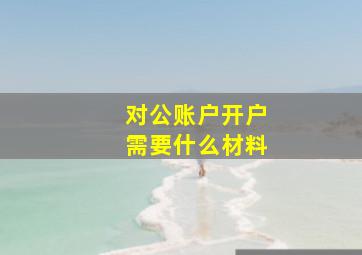 对公账户开户需要什么材料