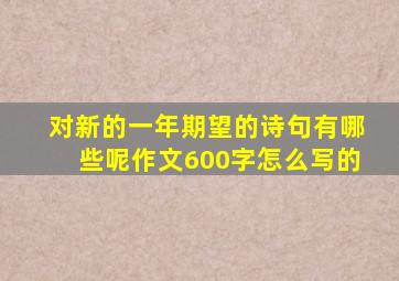 对新的一年期望的诗句有哪些呢作文600字怎么写的