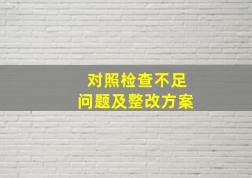 对照检查不足问题及整改方案