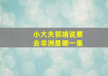 小大夫郭靖说要去非洲是哪一集