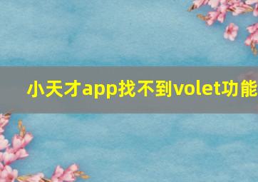 小天才app找不到volet功能