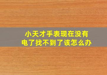 小天才手表现在没有电了找不到了该怎么办