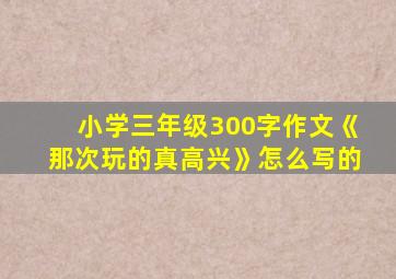 小学三年级300字作文《那次玩的真高兴》怎么写的