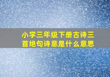 小学三年级下册古诗三首绝句诗意是什么意思