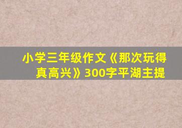 小学三年级作文《那次玩得真高兴》300字平湖主提