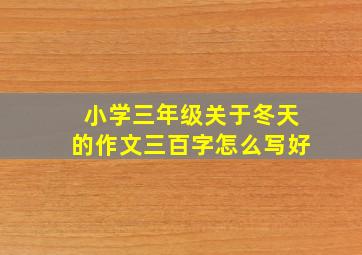 小学三年级关于冬天的作文三百字怎么写好